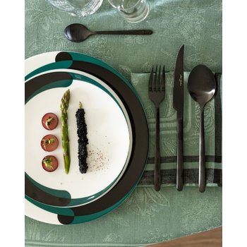 Jean Dubost couverts de table noirs Anuradha, linge Le Jacquard Français