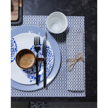 Jean Dubost couverts de table noirs Anuradha, linge Le Jacquard Français