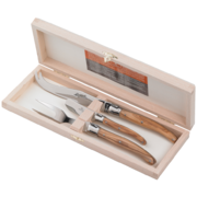 Coffret 3 couteaux fromage Laguiole Jean Dubost manche bois d'olivier fabrication française