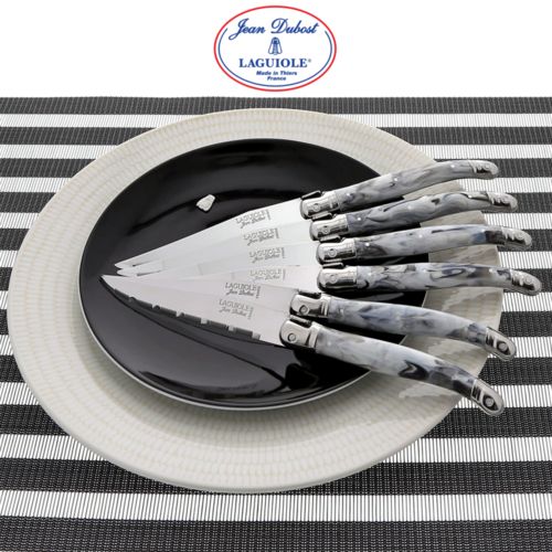 Couteaux steak manches marbrés fabrication Thiers France Jean Dubost Laguiole