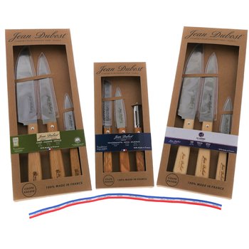 Coffrets Jean Dubost gamme Tradition manches en bois d'olivier, hêtre ou chene certifie PEFC fabrication francaise