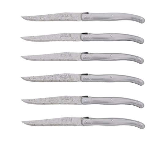 Couteaux Jean Dubost Laguiole tout inox lame décor damas, certifiés Origine France Garantie