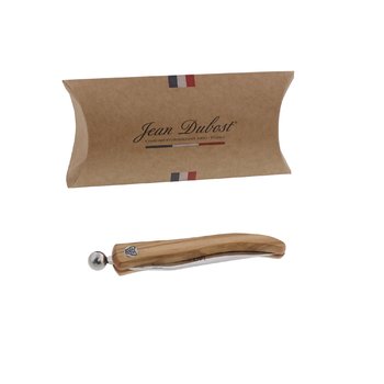 Jean Dubost Laguiole sph&egrave;re couteau de poche manche olivier made in France en berlingot kraft