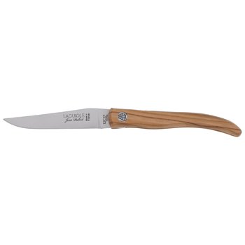 Jean Dubost Laguiole sph&egrave;re couteau de poche manche olivier made in France position ouverte