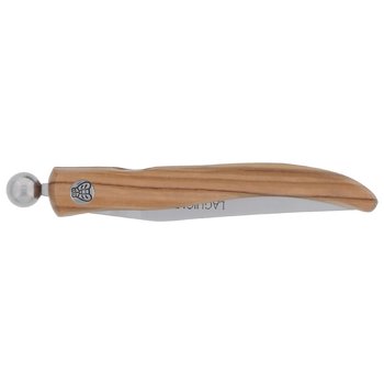 Jean Dubost Laguiole sph&egrave;re couteau de poche manche olivier made in France position fermee